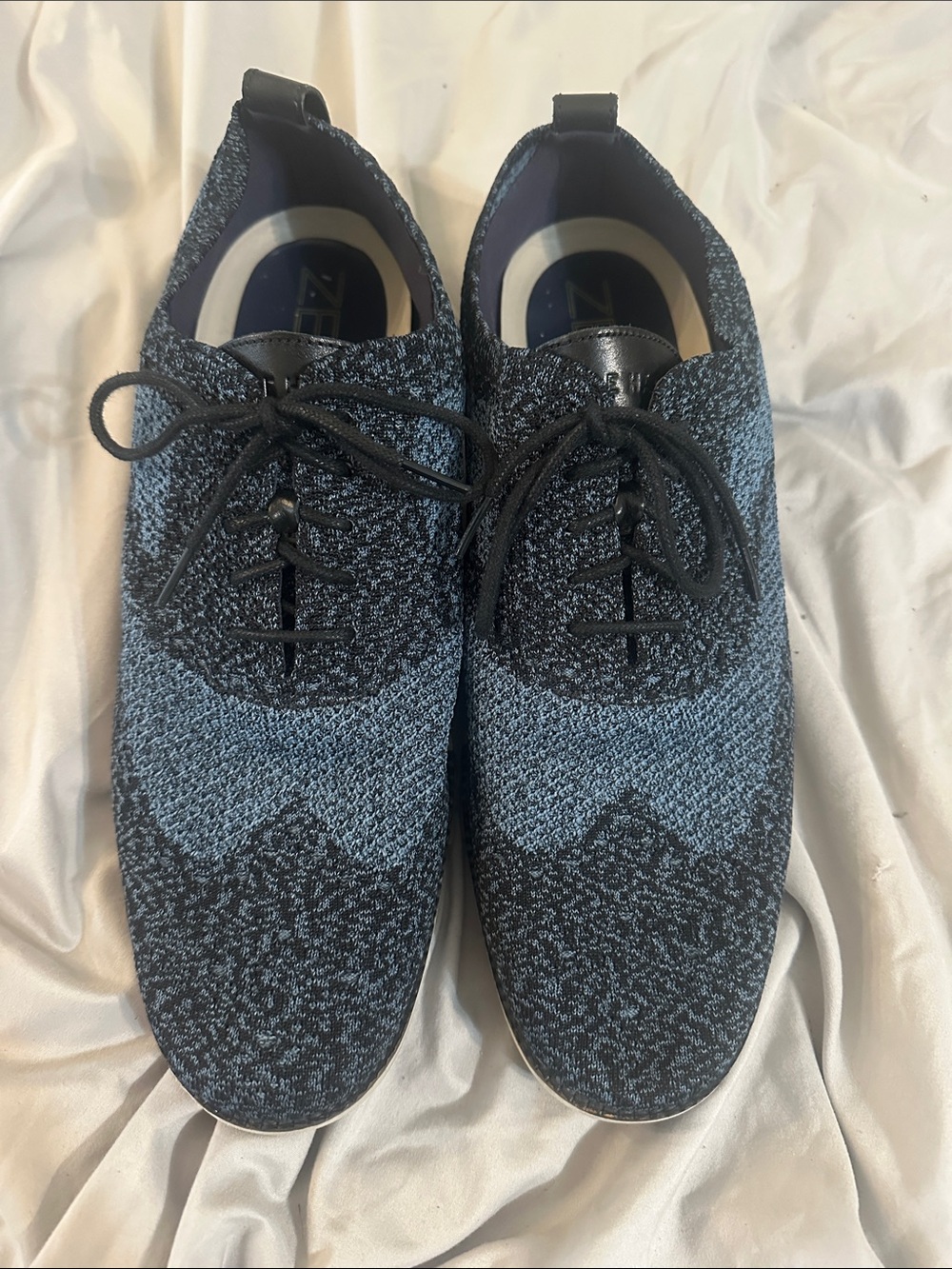 Cole Haan Blue and Black Knit Derby Oxfords